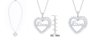 Macy's Cubic Zirconia 'Love' Heart Pendant Necklace in Fine Silver Plate